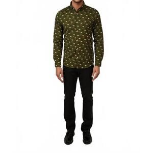 NEW STONE ROSE printed wild stallions long sleeve shirt in green